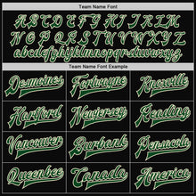 Load image into Gallery viewer, Custom Black Green-Cream Bomber Full-Snap Varsity Letterman Two Tone Jacket
