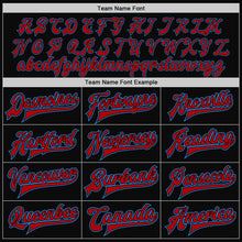 Load image into Gallery viewer, Custom Black Powder Blue-Red Bomber Full-Snap Varsity Letterman Two Tone Jacket

