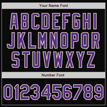 Load image into Gallery viewer, Custom Black Purple-Cream Bomber Full-Snap Varsity Letterman Two Tone Jacket

