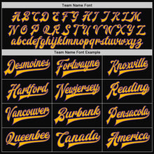 Load image into Gallery viewer, Custom Black Purple-Gold Bomber Full-Snap Varsity Letterman Two Tone Jacket
