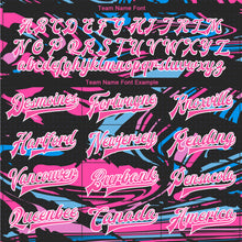 Laden Sie das Bild in den Galerie-Viewer, Custom Figure Pink-Light Blue 3D Pattern Design Bomber Full-Snap Varsity Letterman Jacket
