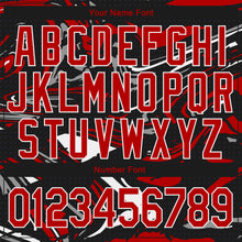 Laden Sie das Bild in den Galerie-Viewer, Custom Figure Red-Black 3D Pattern Design Bomber Full-Snap Varsity Letterman Jacket
