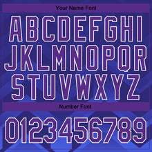 Laden Sie das Bild in den Galerie-Viewer, Custom Royal Purple-Orange 3D Pattern Design Bomber Full-Snap Varsity Letterman Jacket
