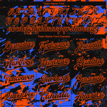 Load image into Gallery viewer, Custom Black Orange-Royal 3D Pattern Design Bomber Full-Snap Varsity Letterman Jacket
