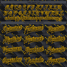 Laden Sie das Bild in den Galerie-Viewer, Custom Black Gold 3D Pattern Design Bomber Full-Snap Varsity Letterman Jacket
