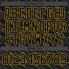 Load image into Gallery viewer, Custom Black Gold 3D Pattern Design Bomber Full-Snap Varsity Letterman Jacket
