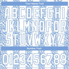 Laden Sie das Bild in den Galerie-Viewer, Custom Light Blue-White 3D Pattern Design Bomber Full-Snap Varsity Letterman Jacket
