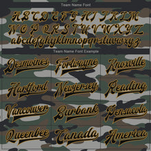 Charger l&#39;image dans la galerie, Custom Camo Black-Old Gold Jungle Camouflage 3D Bomber Full-Snap Varsity Letterman Salute To Service Jacket
