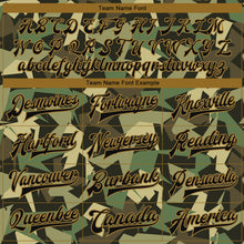 Загрузить изображение в средство просмотра галереи, Custom Camo Black-Old Gold Geometric Camouflage 3D Bomber Full-Snap Varsity Letterman Salute To Service Jacket
