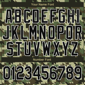 Custom Camo Black-White Geometric Camouflage 3D Bomber Full-Snap Varsity Letterman Salute To Service Jacket