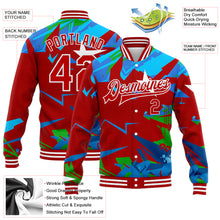 Laden Sie das Bild in den Galerie-Viewer, Custom Graffiti Pattern Red-White Hiphop Abstract Urban Street Art 3D Bomber Full-Snap Varsity Letterman Jacket
