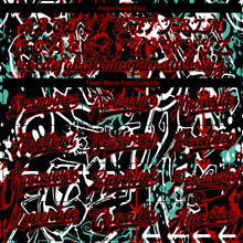 Laden Sie das Bild in den Galerie-Viewer, Custom Graffiti Pattern Black-Red Abstract Grunge Art 3D Bomber Full-Snap Varsity Letterman Jacket
