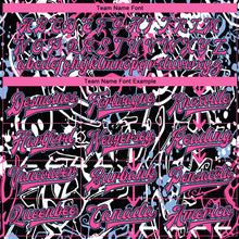 Load image into Gallery viewer, Custom Graffiti Pattern Pink-Light Blue Abstract Grunge Art 3D Bomber Full-Snap Varsity Letterman Jacket
