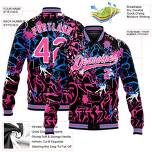 Laden Sie das Bild in den Galerie-Viewer, Custom Graffiti Pattern Pink-White Abstract Grunge Art 3D Bomber Full-Snap Varsity Letterman Jacket
