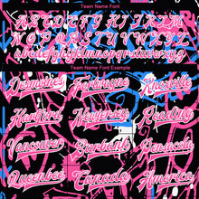 Laden Sie das Bild in den Galerie-Viewer, Custom Graffiti Pattern Pink-White Abstract Grunge Art 3D Bomber Full-Snap Varsity Letterman Jacket
