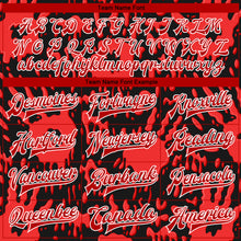 Laden Sie das Bild in den Galerie-Viewer, Custom Graffiti Pattern Red-White Hand Painted Blood Handprint 3D Bomber Full-Snap Varsity Letterman Jacket
