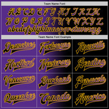 Load image into Gallery viewer, Custom Black Purple-Gold Bomber Full-Snap Varsity Letterman Gradient Fashion Jacket
