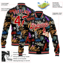 Load image into Gallery viewer, Custom Graffiti Pattern Red-White Hiphop Urban Street Art 3D Bomber Full-Snap Varsity Letterman Jacket
