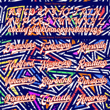 Laden Sie das Bild in den Galerie-Viewer, Custom Graffiti Pattern White-Orange Abstract Geometric Grunge Urban Street Art 3D Bomber Full-Snap Varsity Letterman Jacket
