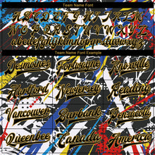 Laden Sie das Bild in den Galerie-Viewer, Custom Graffiti Pattern Black-Old Gold Grunge Art 3D Bomber Full-Snap Varsity Letterman Jacket
