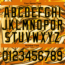 Laden Sie das Bild in den Galerie-Viewer, Custom Graffiti Pattern Black-Gold Bright Colored Funky Abstract Arrows 3D Bomber Full-Snap Varsity Letterman Jacket
