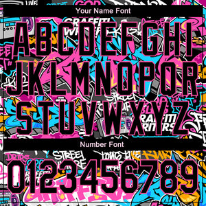 Custom Graffiti Pattern Black Pink Grunge Urban Street Art 3D Bomber Full-Snap Varsity Letterman Jacket