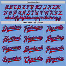 Load image into Gallery viewer, Custom Light Blue Red-Royal Bomber Full-Snap Varsity Letterman Two Tone Jacket
