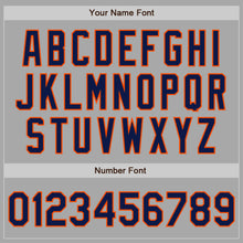 Load image into Gallery viewer, Custom Gray Navy-Orange Bomber Full-Snap Varsity Letterman Two Tone Jacket
