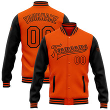 Load image into Gallery viewer, Custom Orange Black Bomber Full-Snap Varsity Letterman Two Tone Jacket
