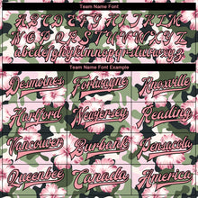 Laden Sie das Bild in den Galerie-Viewer, Custom Camo Pink-Black Hibiscus Flower 3D Pattern Design Bomber Full-Snap Varsity Letterman Salute To Service Jacket

