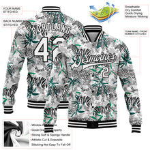 Laden Sie das Bild in den Galerie-Viewer, Custom Camo White-Black Tropical Jungle Animal 3D Pattern Design Bomber Full-Snap Varsity Letterman Salute To Service Jacket
