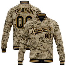 Laden Sie das Bild in den Galerie-Viewer, Custom Olive Black-Old Gold Military Badge 3D Pattern Design Bomber Full-Snap Varsity Letterman Salute To Service Jacket
