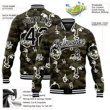 Load image into Gallery viewer, Custom Camo Black-White Hand Painted Face 3D Pattern Design Bomber Full-Snap Varsity Letterman Salute To Service Jacket
