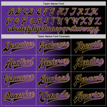 Load image into Gallery viewer, Custom Black Purple-Old Gold Bomber Full-Snap Varsity Letterman Gradient Fashion Jacket
