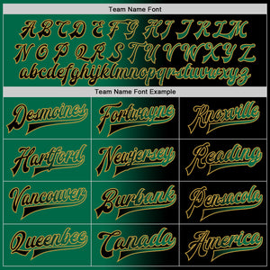 Custom Black Kelly Green-Old Gold Bomber Full-Snap Varsity Letterman Gradient Fashion Jacket