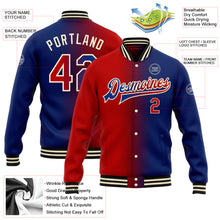 Load image into Gallery viewer, Custom Royal Red-Cream Bomber Full-Snap Varsity Letterman Gradient Fashion Jacket
