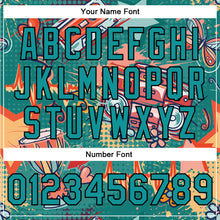 Laden Sie das Bild in den Galerie-Viewer, Custom Teal Black Music Festival 3D Pattern Design Bomber Full-Snap Varsity Letterman Jacket
