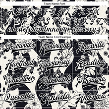 Laden Sie das Bild in den Galerie-Viewer, Custom Black White Floral Wave 3D Pattern Design Bomber Full-Snap Varsity Letterman Jacket
