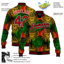 Загрузить изображение в средство просмотра галереи, Custom Black Red-White Black History Month 3D Pattern Design Bomber Full-Snap Varsity Letterman Jacket
