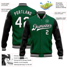 Load image into Gallery viewer, Custom Kelly Green White-Black Bomber Full-Snap Varsity Letterman Two Tone Jacket
