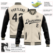 Load image into Gallery viewer, Custom Cream Black Bomber Full-Snap Varsity Letterman Two Tone Jacket
