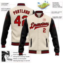 Load image into Gallery viewer, Custom Cream Red-Black Bomber Full-Snap Varsity Letterman Two Tone Jacket
