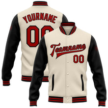 Load image into Gallery viewer, Custom Cream Red-Black Bomber Full-Snap Varsity Letterman Two Tone Jacket
