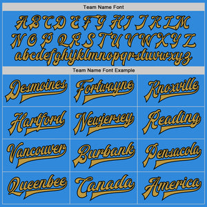Custom Powder Blue Old Gold-Black Bomber Full-Snap Varsity Letterman Two Tone Jacket