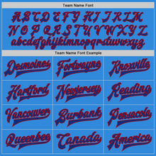 Load image into Gallery viewer, Custom Powder Blue Royal-Red Bomber Full-Snap Varsity Letterman Two Tone Jacket

