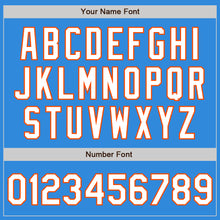 Load image into Gallery viewer, Custom Powder Blue White-Orange Bomber Full-Snap Varsity Letterman Two Tone Jacket
