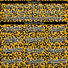 Laden Sie das Bild in den Galerie-Viewer, Custom Gold Black-White Leopard Print 3D Pattern Design Bomber Full-Snap Varsity Letterman Jacket
