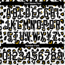 Laden Sie das Bild in den Galerie-Viewer, Custom White Black Leopard Print 3D Pattern Design Bomber Full-Snap Varsity Letterman Jacket
