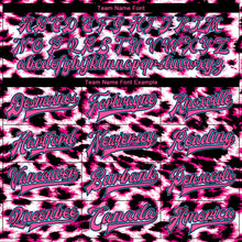 Load image into Gallery viewer, Custom Pink Sky Blue-Black Leopard Print 3D Pattern Design Bomber Full-Snap Varsity Letterman Jacket
