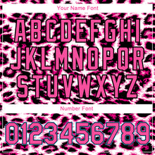 Load image into Gallery viewer, Custom Pink Sky Blue-Black Leopard Print 3D Pattern Design Bomber Full-Snap Varsity Letterman Jacket
